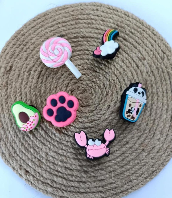 Terlik Süsü Ayakkabı Sandalet 6 Adet Karışık İthal Silikon Aksesuar - 2