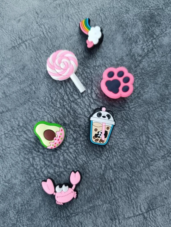 Terlik Süsü Ayakkabı Sandalet 6 Adet Karışık İthal Silikon Aksesuar - 3