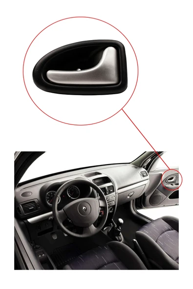 KR-534 / RENAULT CLİO  KAPI İÇ AÇMA KOLU ( KROM ) SAĞ SİYAH - Resim 4