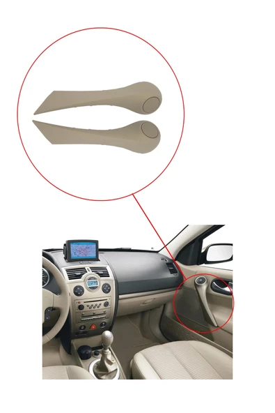 KR-583 / RENAULT MEGANE 2 KAPI İÇ KOLÇAK KAPAK TAKIM BEJ SOL- SAG - Resim 3