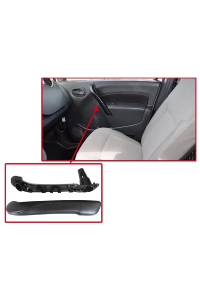 KR-609 / RENAULT KANGOO3  KAPI İÇ KOLÇAK TAKIM SAĞ (SİYAH) - Resim 5