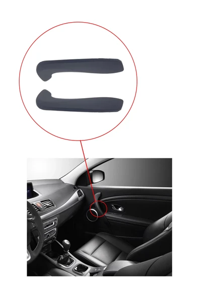 KR-588 / RENAULT FLUENCE KAPI İÇ KOLÇAK KOMPLE TAKIM R-L SİYAH - Resim 3