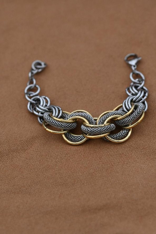 ÖZEL SERİ GOLD/GÜMÜŞ MİKRON KAPLAMA HASIR DETAY TASARIM BİLEKLİK-OZELSERIBILEKLIK12 - 4
