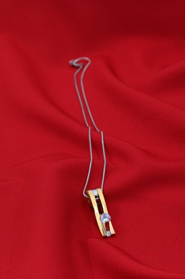 ÖZEL SERİ GOLD/GÜMÜŞ ZİRKON TAŞ TASARIM ÇELİK KOLYE-ÇKOL103 - 3