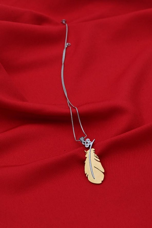 ÖZEL SERİ GOLD/GÜMÜŞ TÜY FİGÜR ÇELİK KOLYE-ÇKOL106 - 8
