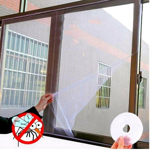 ÇİFT Kanat Sineklik Sinek Tülü Böcek Tutucu 100x150cm 5mt Çift Taraflı Bant Pencere sineklik - 3