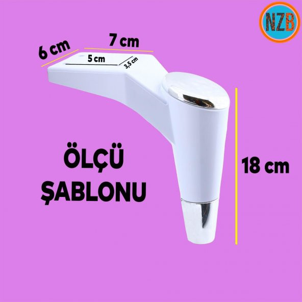 Mobilya Kanepe Sehpa TV Ünitesi Koltuk Ayağı 18 cm Beyaz Krom Baza Ayak - 2