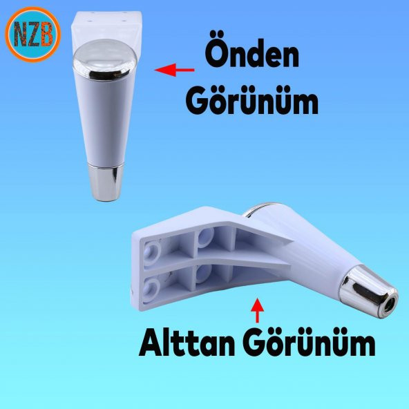 Mobilya Kanepe Sehpa TV Ünitesi Koltuk Ayağı 18 cm Beyaz Krom Baza Ayak - 3