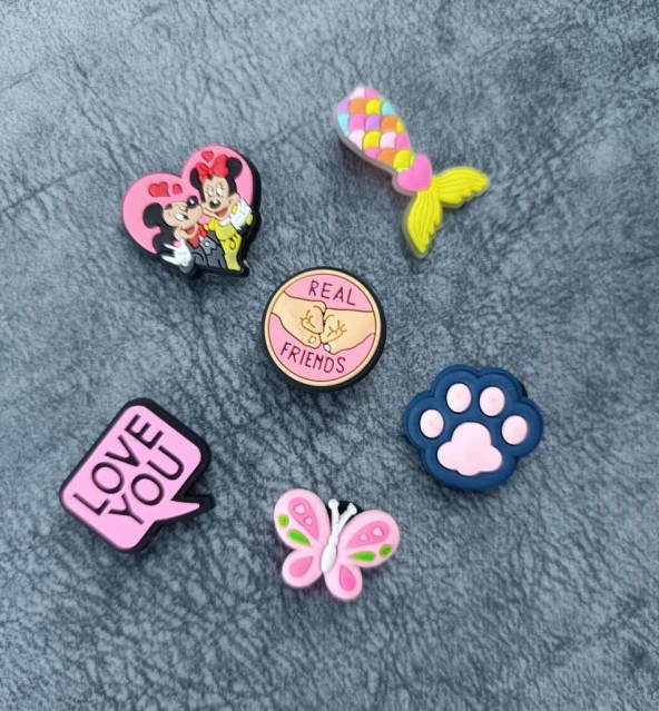 Terlik Süsü Ayakkabı Sandalet 6 Adet Karışık İthal Silikon Aksesuar - 3