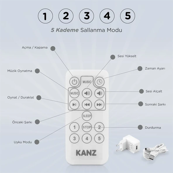 Kanz Flamingo Elektrikli Ana Kucagı Fume - 8