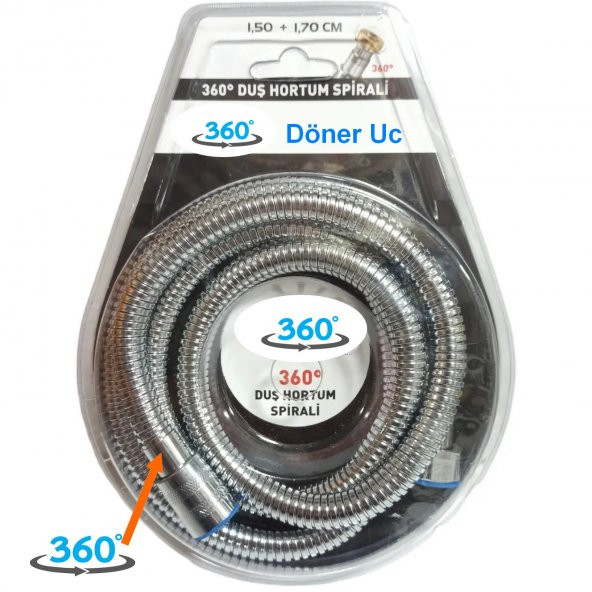 170cm Ekstra Uzun Duş Hortumu Spirali 360d dönen Her Duş Başlığı, Duş Seti Takımı Ile Uyumludur