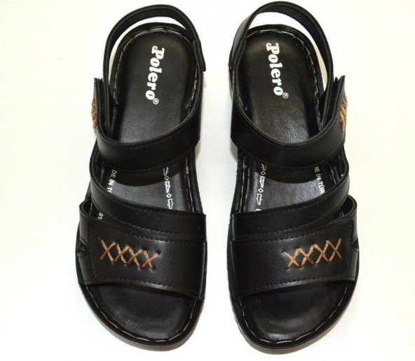 KADIN POLİÜRETAN TABAN CIRT BANTLI SİYAH RENK DİKİŞ DETAYLI SANDALET - 4