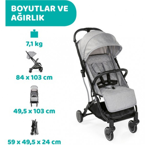 Chicco Trolley Me Bebek Arabası Ligth Grey - 4