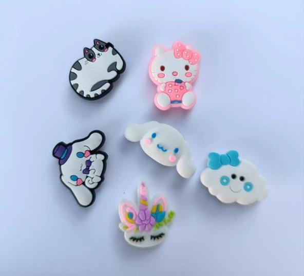 Terlik Süsü Ayakkabı Sandalet 6 Adet Karışık İthal Silikon Aksesuar - Resim 2