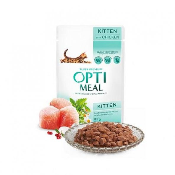 Optimeal Tavuklu Yavru Kedi İçin Yaş Kedi Maması 85 Gr