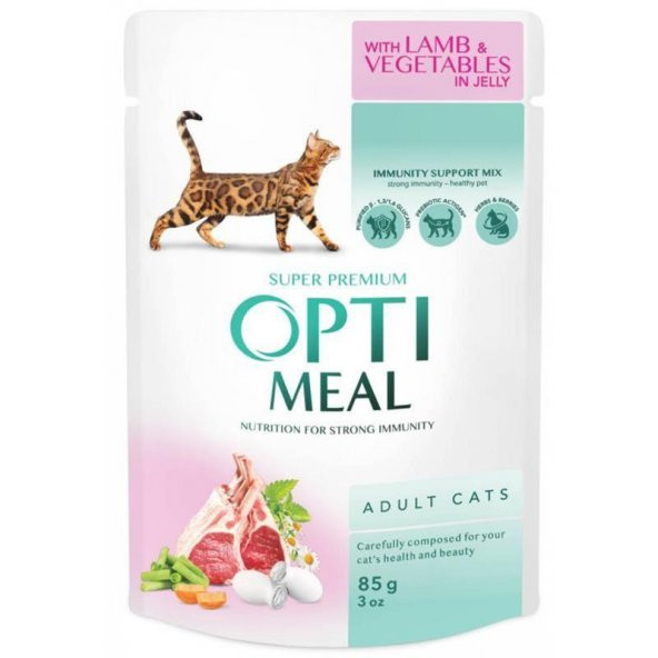 Optimeal Kuzu Etli Sebzeli Jöle Yaş Kedi Maması 85 Gr