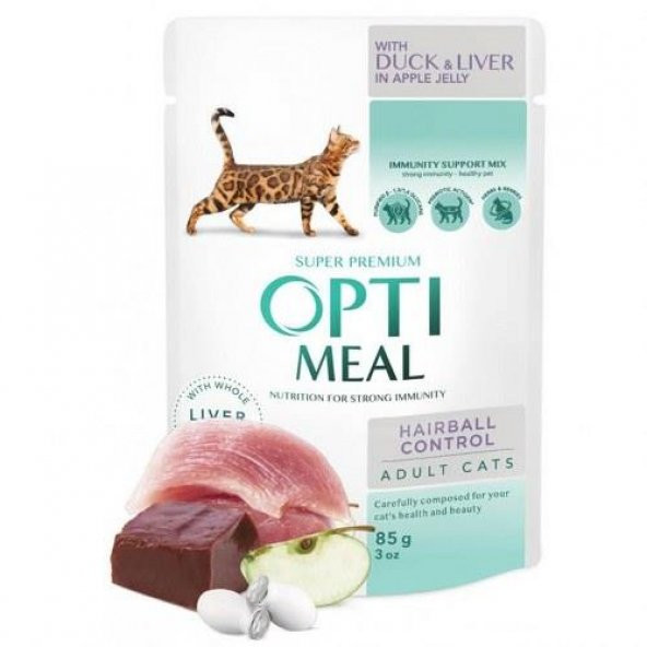 Optimeal Ördek Ciğerli Elma Jöleli Hairball Control Yaş Kedi Maması 85 Gr - 2