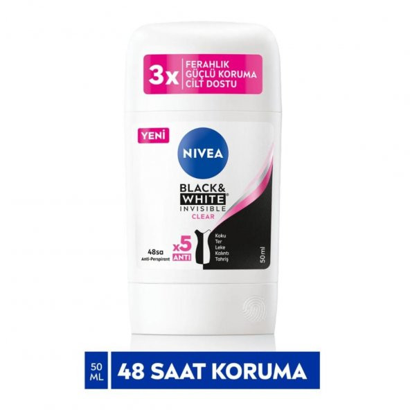 Nıvea Deodorant Stick 50ml Black & White Invisible Clear