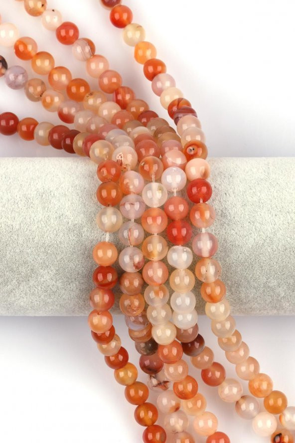 Turuncu Akik Doğal Taş Dizi 8 mm Küre Kesim ürün görseli