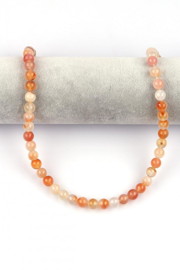 Turuncu Akik Doğal Taş Dizi 8 mm Küre Kesim - Resim 2