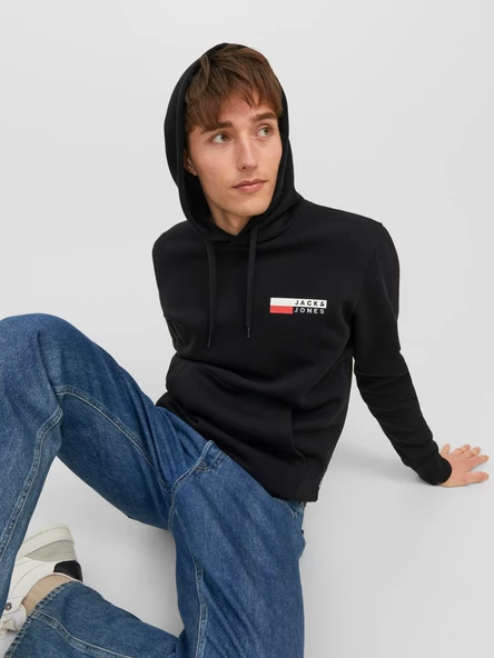 JACK JONES Önden Cepli Kapüşonlu Erkek Sweatshirt 12233599 - Resim 6