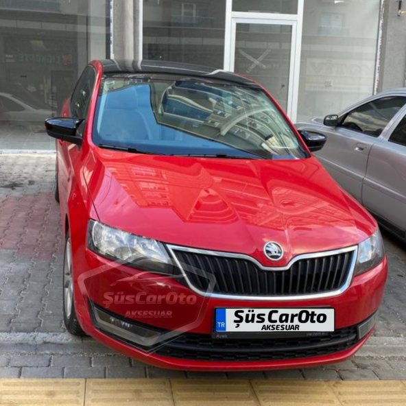 Skoda Rapid Sinyalli 2015-2017 Uyumlu Batman Yarasa Ayna Kapağı Piano Black ABS Plastik - 4