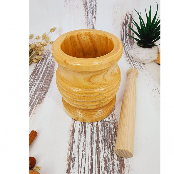 El Yapımı Ahşap Ağaç Havan Sarımsak Döveceği ( Lüx 10 luk ) - 2