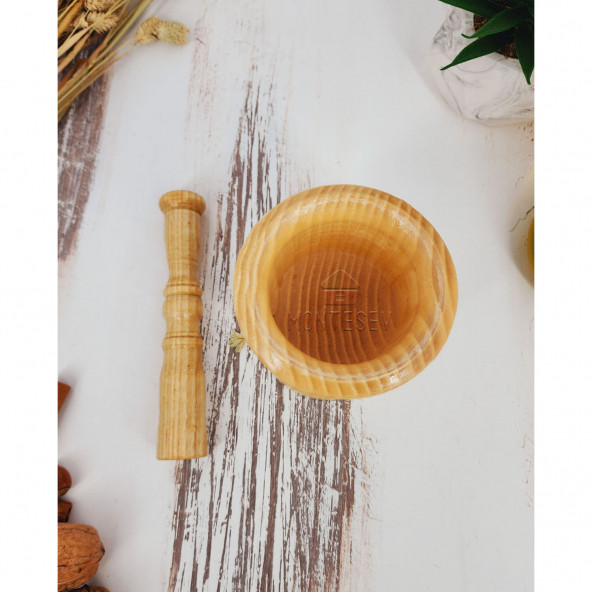 El Yapımı Ahşap Ağaç Havan Sarımsak Döveceği ( Yaldızlı Lüx 10 luk ) - 3