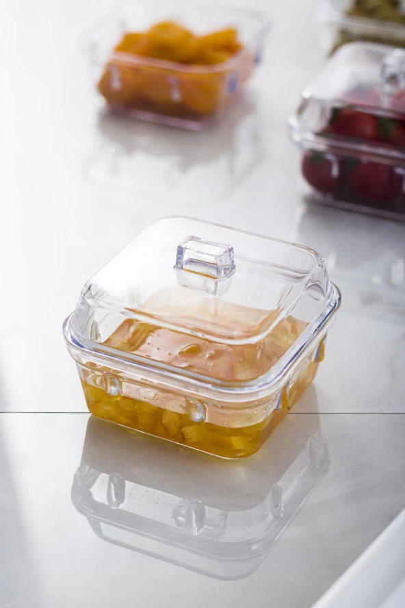 Akrilik Beyaz 6’lı Kapaklı Kahvaltılık Kahvaltı Seti & Saklama Kabı (Cam Değildir) - 6