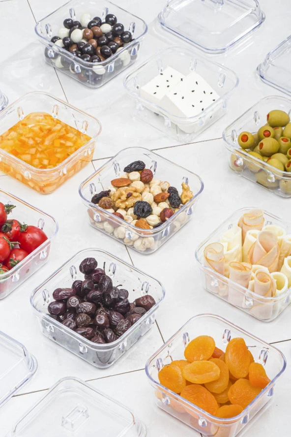 Akrilik Beyaz 6’lı Kapaklı Kahvaltılık Kahvaltı Seti & Saklama Kabı (Cam Değildir) - 8