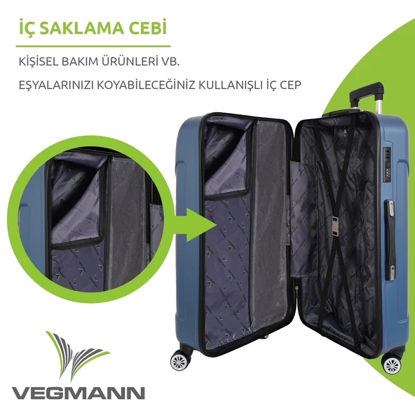 Vegmann Vela Mavi Büyük Boy Valiz - 5