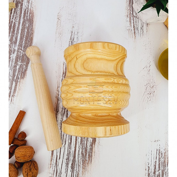 El Yapımı Ahşap Ağaç Havan Sarımsak Döveceği ( Lüx Jumbo 16 lık  ) - 4