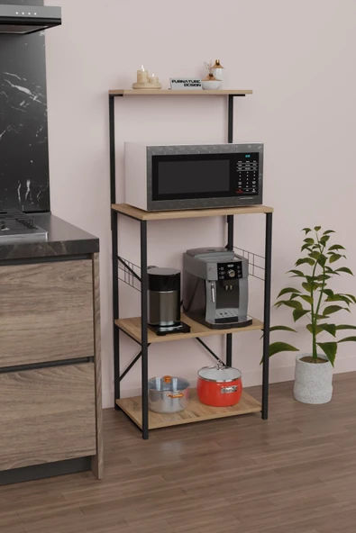 CMKStore Mutfak Banko Çok Amaçlı Raf Düzenleyici Bango Mikrodalga Fırın Rafı Mutfak Bangosu Atlantik Çam - 2
