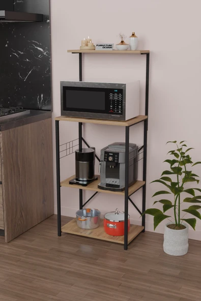 CMKStore Mutfak Banko Çok Amaçlı Raf Düzenleyici Bango Mikrodalga Fırın Rafı Mutfak Bangosu Atlantik Çam
