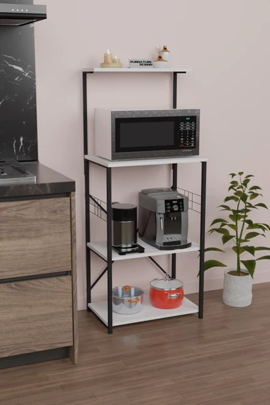 CMKStore Mutfak Banko Çok Amaçlı Raf Dolap Düzenleyici Bango Mikrodalga Fırın Rafı Mutfak Bangosu Beyaz - 2