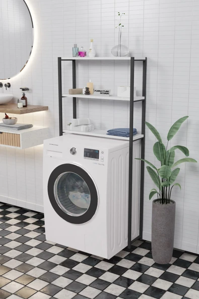 CMKStore Çamaşır Makinesi Üstü Düzenleyici Raf Banyo Dolabı Rafı Makina Üstü Dolap Raf Beyaz - 2