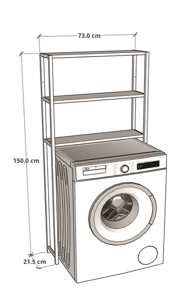 CMKStore Çamaşır Makinesi Üstü Düzenleyici Raf Banyo Dolabı Rafı Makina Üstü Dolap Raf Beyaz - 3