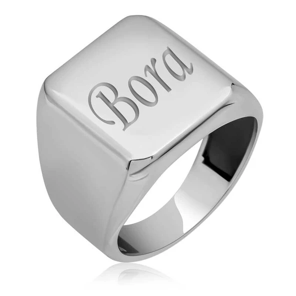 Gümüş Kişiye Özel Kare Erkek Yüzük SL2316 - Resim 2