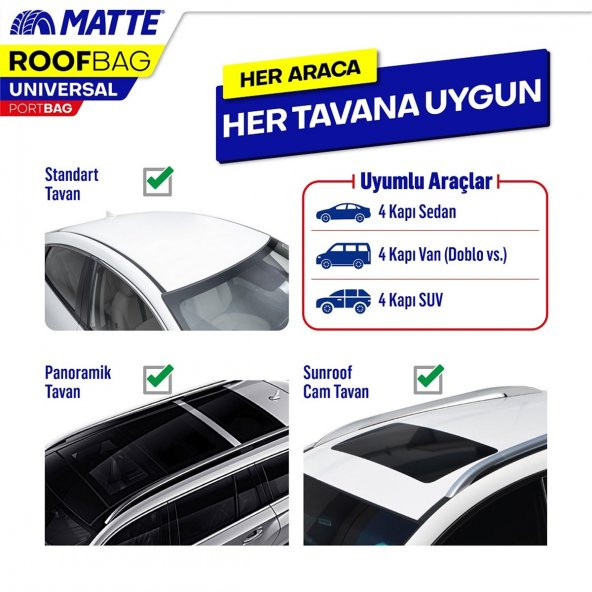 Matte Yeni Nesil Port Bagaj, Araç Üstü Tavan Çantası - 4