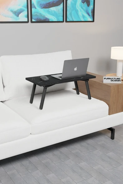 Katlanır Laptop Masası Çalışma Yatak Kahvaltı Masası 60x30 Cm Bendir - 2