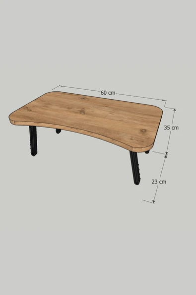 Katlanır Laptop Masası Sehpası Çalışma Yatak Kahvaltı Masası 60x35 Cm Atlantik Çam - 4