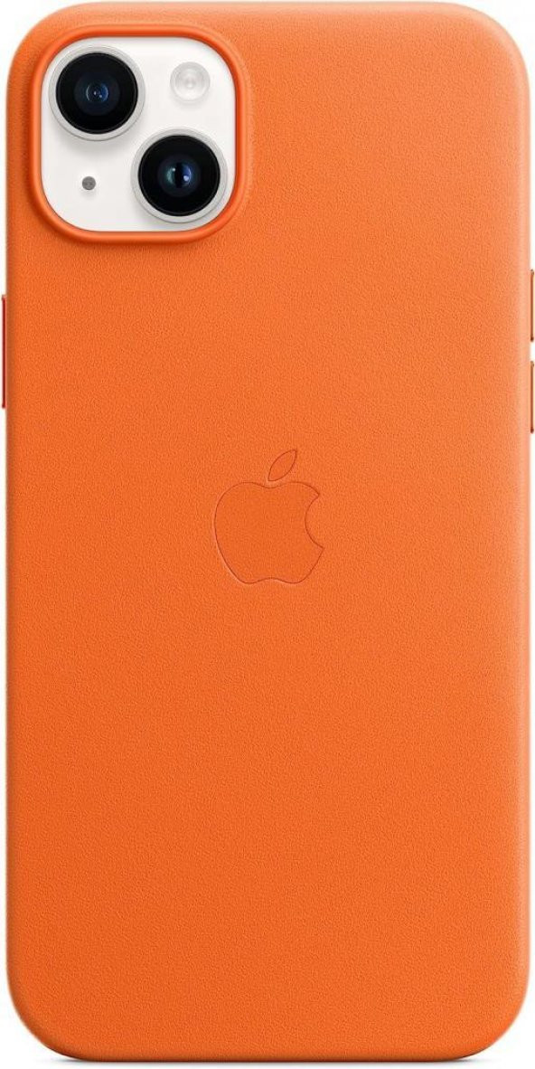 Apple iPhone 14 Plus için MagSafe özellikli Deri Kılıf Turuncu ​​​​​​​
