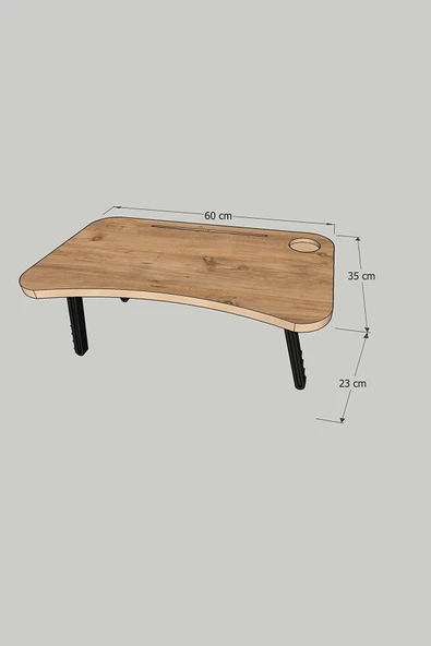 Katlanır Laptop Sehpası Mdf Tablet Bardaklık Çalışma Yatak Kahvaltı Masası Sehpası 60x35 Cm - 3