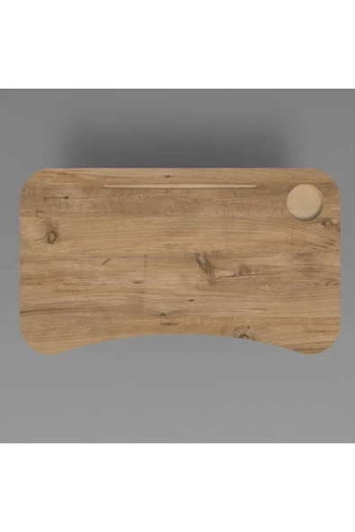 Katlanır Laptop Sehpası Mdf Tablet Bardaklık Çalışma Yatak Kahvaltı Masası Sehpası 60x35 Cm - 5