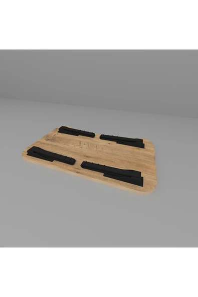 Katlanır Laptop Sehpası Mdf Tablet Bardaklık Çalışma Yatak Kahvaltı Masası Sehpası 60x35 Cm - 4