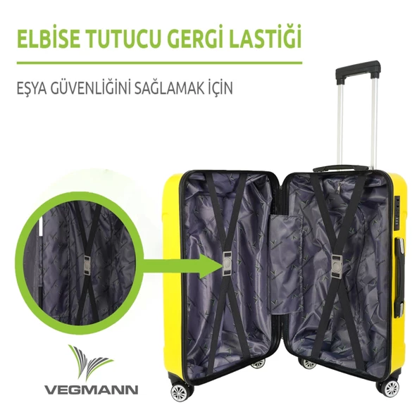 Vegmann Vela Sarı Kabin Boy Valiz - Resim 6