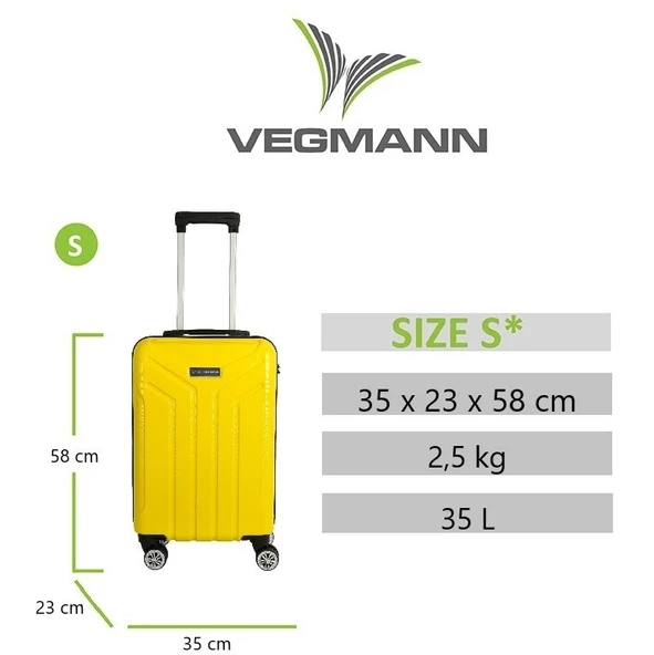 Vegmann Vela Sarı Kabin Boy Valiz - Resim 2