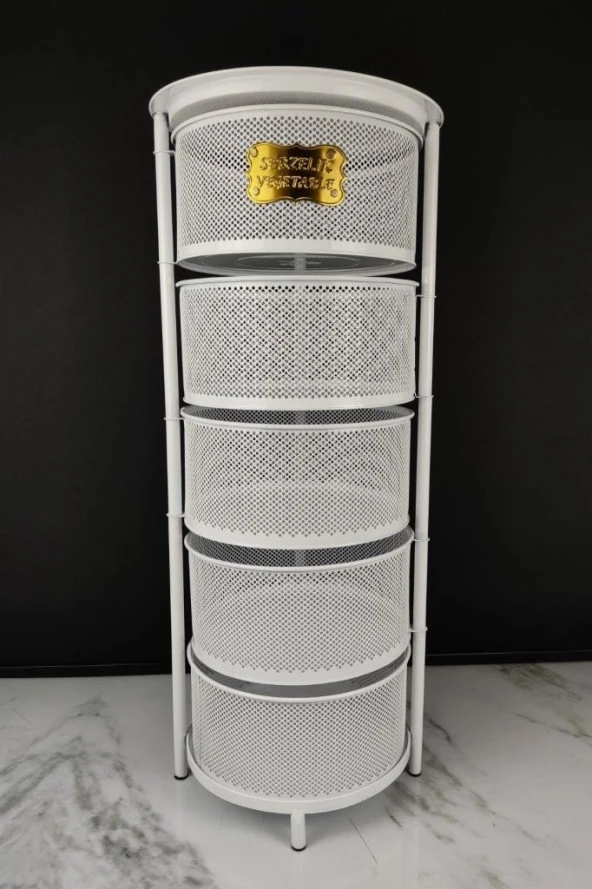 Digithome Metal Çok Amaçlı 5 Katlı Patates Soğan Sepeti Sebzelik Beyaz – 1056