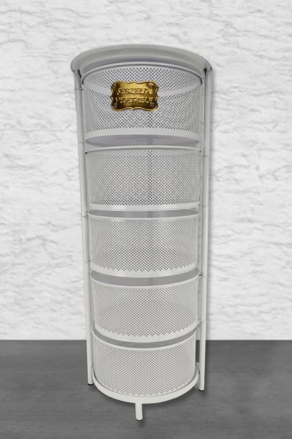 Digithome Metal Çok Amaçlı 5 Katlı Patates Soğan Sepeti Sebzelik Beyaz – 1056 - 2