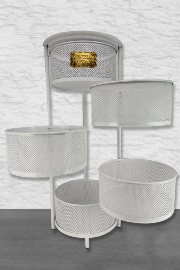 Digithome Metal Çok Amaçlı 5 Katlı Patates Soğan Sepeti Sebzelik Beyaz – 1056 - 3